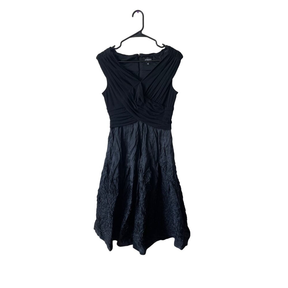 Adrianna Papell Black V-Neck A line cocktail Whimsygoth Edgy Grunge Goth Dress